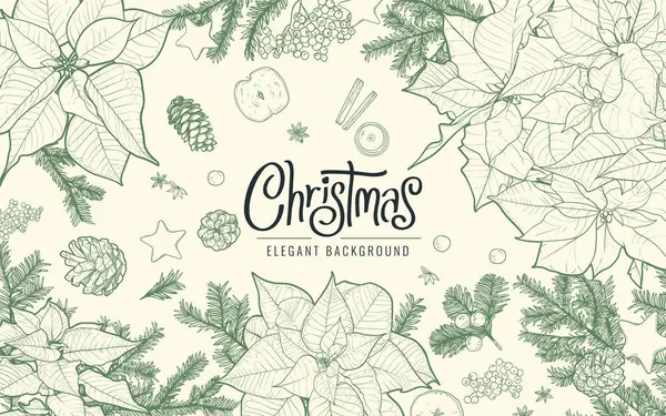 Modern Mutlu Noeller dizaynı, tipografi, noktalama, çam kozalakları, çam dalları. Sezonun afişi, posteri, kapağı için zarif bir el çizimi.