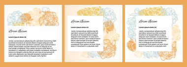 Sosyal medya, mobil uygulamalar, satış, kartlar, davetiyeler, afişler için zarif çiçek şablonları. Vektör el çizimi sanat şakayığı çizimleri.