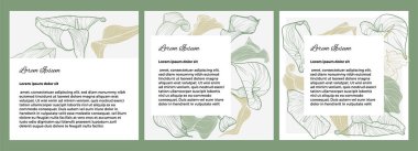 Minimalist sosyal medya şablonu yeşil ve bej aksanlı zarif Calla Lily çizgi sanatı. Markalaşma, duyurular ya da şık çiçekli içerik düzeni için mükemmel..