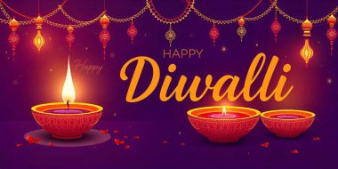 Burning diya on Happy Diwali Holiday background for light festival Happy Diwali Background  Illustration of burning diya on Happy Diwali Holiday background Traditional indian diya oil lamps. clipart