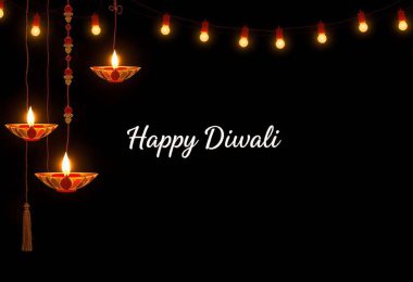 Happy Diwali Poster Burning diya on Happy Diwali Holiday background for light festival Happy Diwali Background  Illustration of burning diya on Happy Diwali Holiday background Traditional indian diya oil lamps. clipart