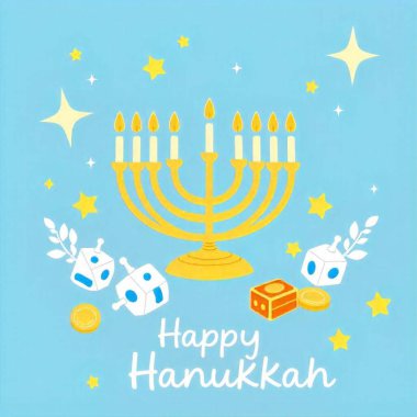 Jewish holiday Hanukkah background with menorah  Hanukah candles celebrating the Jewish holiday Happy hanukkah. Hanukkah candles flat design Hanukah Gelt  clipart