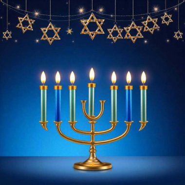 Jewish holiday Hanukkah background with menorah  Hanukah candles celebrating the Jewish holiday Happy hanukkah. Hanukkah candles flat design Hanukah Gelt  clipart