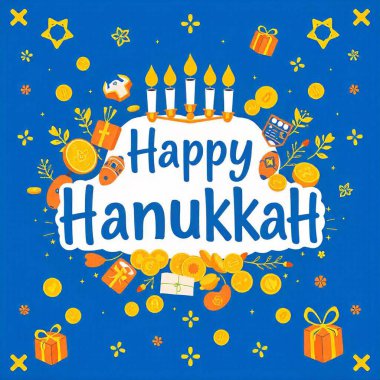 Jewish holiday Hanukkah background with menorah  Hanukah candles celebrating the Jewish holiday Happy hanukkah. Hanukkah candles flat design Hanukah Gelt  clipart