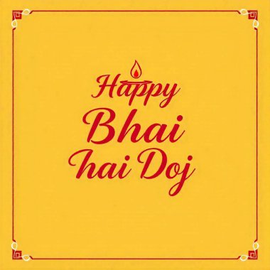 Flat happy bhai dooj greeting Happy Bhai Dooj Indian Festival Celebration Hand Drawn Cart Colorful poster with lettering Happy Bhai Dooj, indian traditional  clipart