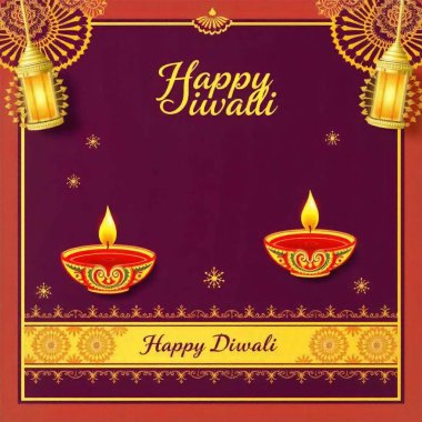 Lambalı Diwali Arka planı Mutlu diwali arka planı, diya ve ışıltılı Diwali konsepti, düz tasarım, beyaz arka planda asılı renkli diwali diya, havai fişek kutlaması, Diwali Kutlama Kartı Diwali Poster Diwali Festivali