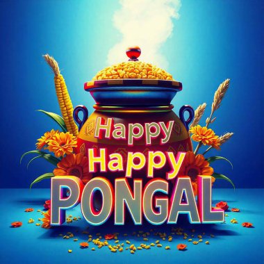 Mutlu Pongal dini Hint festivali arka plan tasarımı Mutlu pongal bayram hasat festivali kutlama kartı arka planı Geleneksel Ot, Şeker Kamışı ve Vibrant Dekorat ile Mutlu Pongal Festivali