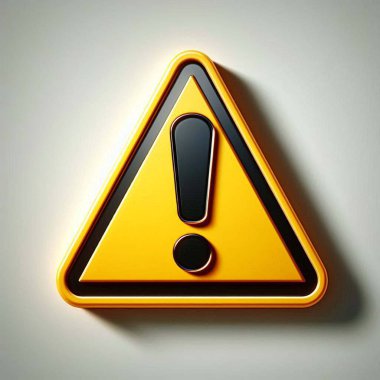 Warning Signs Set  View of 3d button Warning Triangles Set  Yellow triangle warning sign symbol danger caution risk traffic icon background 3D renderingA yellow triangular warning sign with a bold black exclamation mark in the center clipart