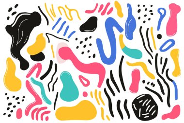 Basit renkli şekiller vektörü beyaz üzerine izole edildi