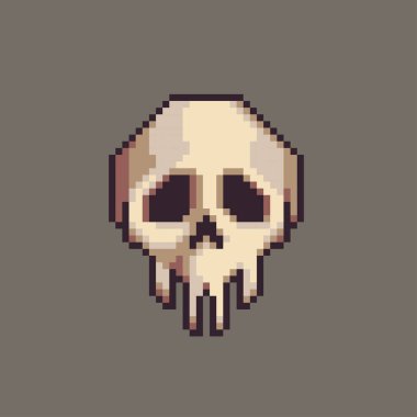 Pixel art illustration Skull. Pixelated Skull. Skull face pixelated for the pixel art game and icon for website and video game. old school retro. clipart