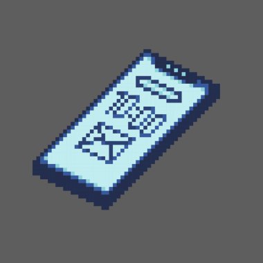 Oyun geliştirme, oyun varlığı, web varlığı, grafik tasarımı ve basılı amaç için düzenlenebilir vektör akıllı telefon pikseli sanat illüstrasyonu.