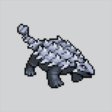 Piksel sanat çizimi Ankylosaurus. Pixelated Ankylosaurus. Piksel sanat oyunu için Ankylosaurus Dinozor pikseli ve web sitesi ve video oyunu için ikon. Eski okul retro.