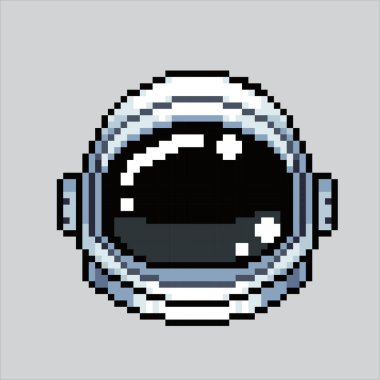 Pixel Sanat Çizimi Uzay Astronotu. Pikselleştirilmiş Astro Miğfer. Uzay Astronotu Helmet piksel resim oyunu için piksellendi ve web sitesi ve video oyunu için simge oluşturuldu. Eski okul retro.
