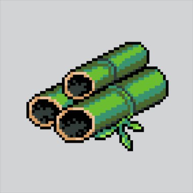 Pixel art illustration Bamboo. Pixelated Bamboo. Bamboo pixelated for the pixel art game and icon for website and video game. old school retro. clipart