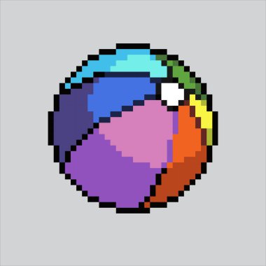 Piksel sanat çizimi plaj topu. Pikselleştirilmiş plaj topu. Beach Ballicon piksel resim oyunu ve web sitesi ve video oyunu ikonu için renklendirildi. Eski okul retro.