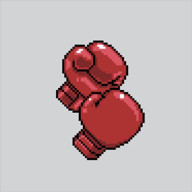 Piksel Resim Çizimi Boks Eldiveni. Pikselleştirilmiş Boks Eldiveni. Piksel resim oyunu için boks eldivenleri, web sitesi ve video oyunu için ikon. Eski okul retro.