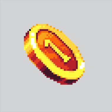 Piksel Resim Bozuklukları. Pikselleştirilmiş para. Bank Coin Money piksel resim oyunu için piksel, web sitesi ve video oyunu için ikon olarak belirlendi. Eski okul retro.