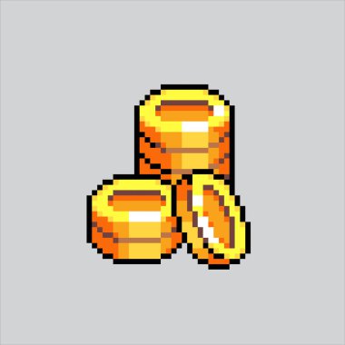 Piksel Resim Bozuklukları. Pikselleştirilmiş para. Bank Coin Money piksel resim oyunu için piksel, web sitesi ve video oyunu için ikon olarak belirlendi. Eski okul retro.