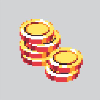 Piksel Resim Bozuklukları. Pikselleştirilmiş para. Bank Coin Money piksel resim oyunu için piksel, web sitesi ve video oyunu için ikon olarak belirlendi. Eski okul retro.