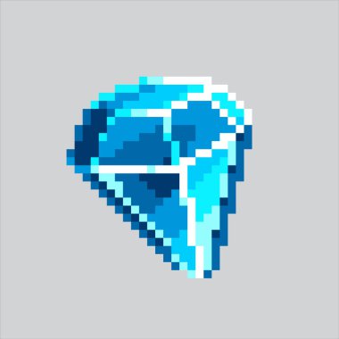 Piksel Sanat Çizimi Elmas Mücevher. Pikselleştirilmiş lüks elmas. Piksel sanat oyunu için lüks elmas mücevher, web sitesi ve video oyunu için ikon. Eski okul retro.