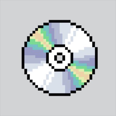 Piksel Resim CD Diski. Pikselleştirilmiş disk. Piksel resim oyunu için CD DVD simgesi, web sitesi ve video oyunu için simge. Eski okul retro.