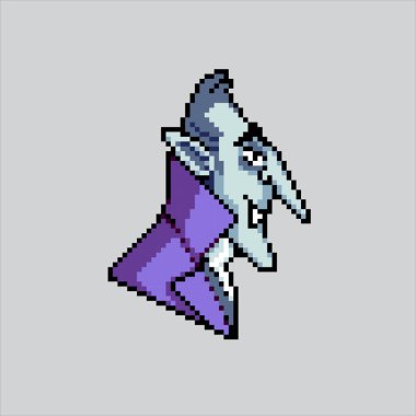 Piksel sanat illüstrasyonu Vampir. Pikselleştirilmiş Vampir. Piksel resim oyunu için korkunç vampir, web sitesi ve video oyunu için ikon. Eski okul retro.