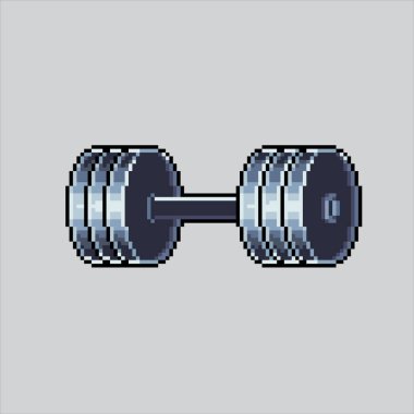 Piksel Resim Halteri. Pixelated Dumbbell. Barbell Dumbbell Spor Salonu pikseli resim oyunu için pikselleştirildi ve web sitesi ve video oyunu için simge oluşturuldu. Eski okul retro.