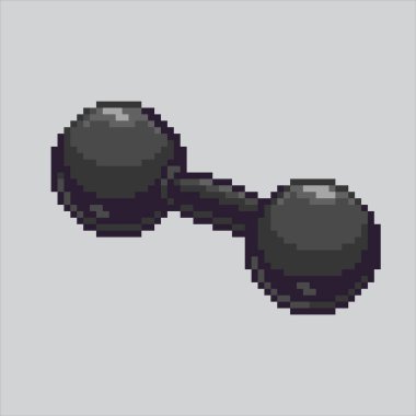 Piksel Resim Halteri. Pixelated Dumbbell. Barbell Dumbbell Spor Salonu pikseli resim oyunu için pikselleştirildi ve web sitesi ve video oyunu için simge oluşturuldu. Eski okul retro.