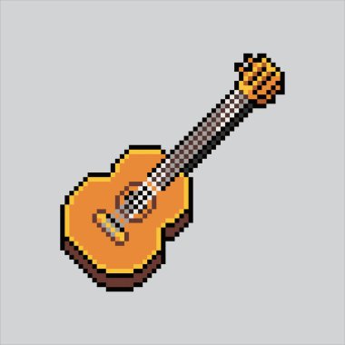 Piksel Resim Gitarı. Pikselleştirilmiş Gitar. Gitar müzik simgesi piksel resim oyunu için piksellendi ve web sitesi ve video oyunu için simge oluşturuldu. Eski okul retro.