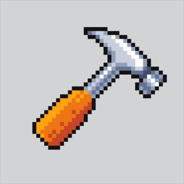 Pixel sanat çekici. Pixelated Hammer. Çekiç simgeleri piksel sanat oyunu için piksel, web sitesi ve video oyunu için ikon olarak belirlendi. Eski okul retro.