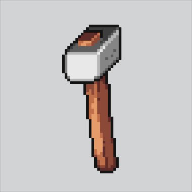 Pixel sanat çekici. Pixelated Hammer. Çekiç simgeleri piksel sanat oyunu için piksel, web sitesi ve video oyunu için ikon olarak belirlendi. Eski okul retro.