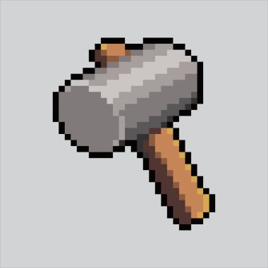 Pixel sanat çekici. Pixelated Hammer. Çekiç simgeleri piksel sanat oyunu için piksel, web sitesi ve video oyunu için ikon olarak belirlendi. Eski okul retro.
