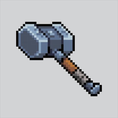 Pixel sanat çekici. Pixelated Hammer. Çekiç simgeleri piksel sanat oyunu için piksel, web sitesi ve video oyunu için ikon olarak belirlendi. Eski okul retro.