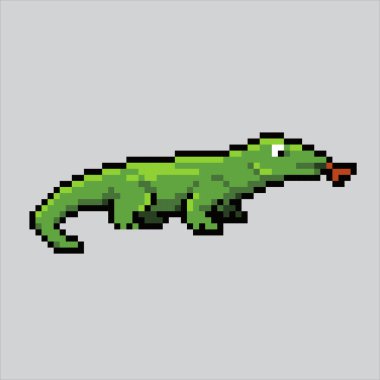 Pixel art illustration Komodo dragon. Pixelated Komodo. Komodo Dragon Lizard reptile animal icon pixelated for the pixel art game and icon for website and video game. old school retro. clipart