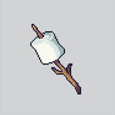 Pixel Sanat Çizimi Marshmallow. Pixelated Marshmallow. Piksel resim oyunu için lokum pikseli, web sitesi ve video oyunu için ikon. Eski okul retro.