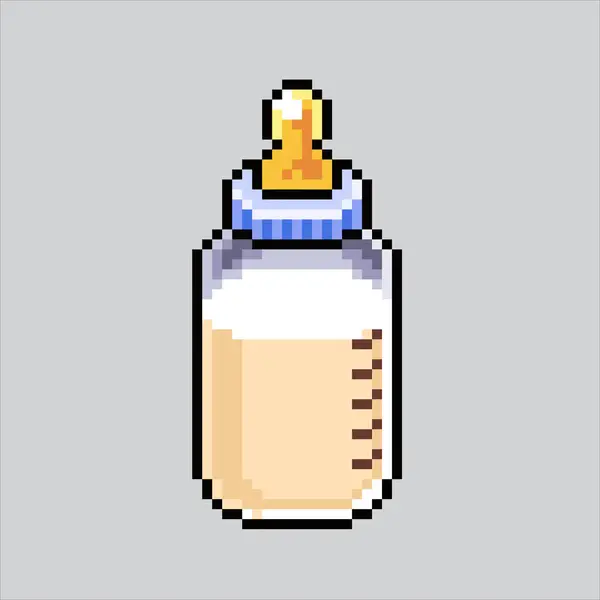 Piksel resim çizimi Bebek Sütü. Pikselleştirilmiş Lezzetli Bebek Sütü. Taze süt içeceği ikonu piksel resim oyunu için piksellendi ve web sitesi ve video oyunu için simge oluşturuldu. Eski okul retro.