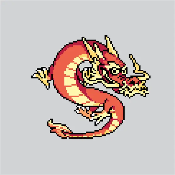 Piksel Resim Ejderhası. Pikselleştirilmiş Ejderha. Ejderha efsanesi sürüngen hayvan simgesi piksel resim oyunu için pikselleştirildi ve web sitesi ve video oyunu için simge oluşturuldu. Eski okul retro.