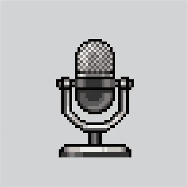 Piksel Sanat Çizimi Podcast Mic. Pikselleştirilmiş mikrofon. Pikselli sanat Podcast Mikrofon pikseli piksel resim oyunu için ve web sitesi ve video oyunu için ikon. Eski okul retro.