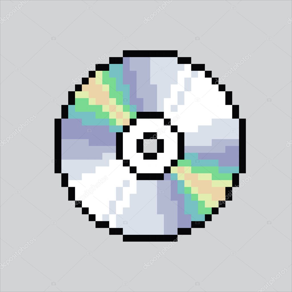 Pixel art illustration CD Disk. Pixelated Disk. CD DVD icon pixelated for the pixel art game and icon for website and video game. old school retro.