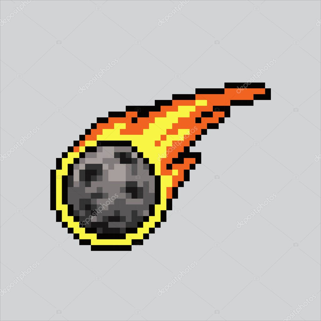 Pixel art illustration Meteor. Pixelated Meteor. Meteor space icon pixelated for the pixel art game and icon for website and video game. old school retro.
