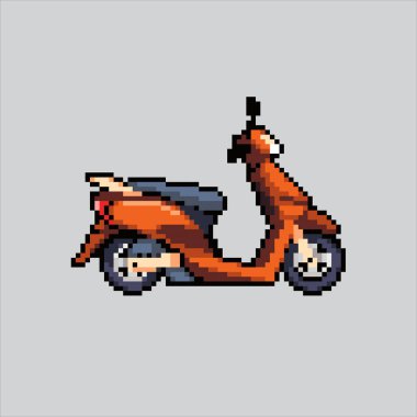 Piksel Sanat Çizimi Motosikleti. Pikselleştirilmiş motosiklet. Motosiklet Aracı piksel resim oyunu için piksellendi ve web sitesi ve video oyunu için simge oluşturuldu. Eski okul retro.