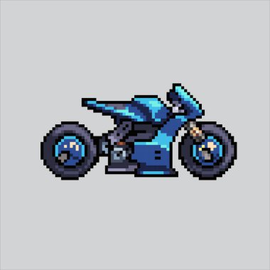 Piksel Sanat Çizimi Motosikleti. Pikselleştirilmiş motosiklet. Motosiklet Aracı piksel resim oyunu için piksellendi ve web sitesi ve video oyunu için simge oluşturuldu. Eski okul retro.