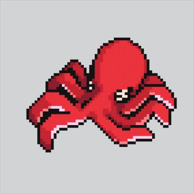 Pixel art illustration Octopus. Pixelated Octopus. Sea Octopus icon pixelated for the pixel art game and icon for website and video game. old school retro. clipart