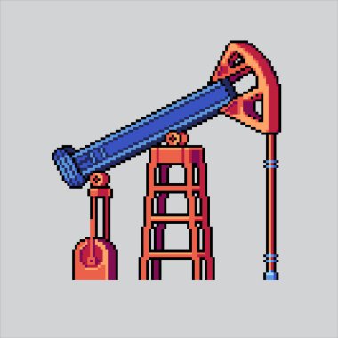 Piksel Sanat Çizimi Petrol Matkabı. Pixelated Petrol Kuyusu. Desert Oil Drill piksel resim oyunu için piksellendi ve web sitesi ve video oyunu için simge oluşturuldu. Eski okul retro.