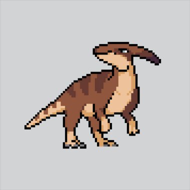 Piksel Sanat Çizimi Parasaurolophus. Pixelated Parasaurolophus. Parasaurolophus Dinozor piksel resim oyunu için piksellendi ve web sitesi ve video oyunu için simge oluşturuldu. Eski okul retro.