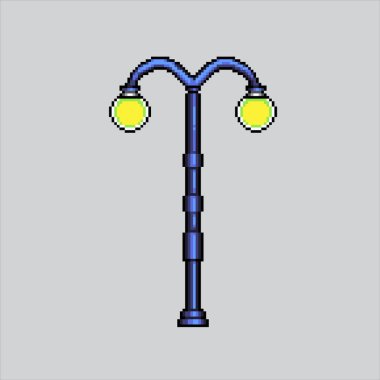 Piksel sanat illüstrasyonu Park Lambası. Pikselleştirilmiş Park Lambası. Park Lamp.pixelated for the piksel art game and simge for website and video game. Eski okul retro.