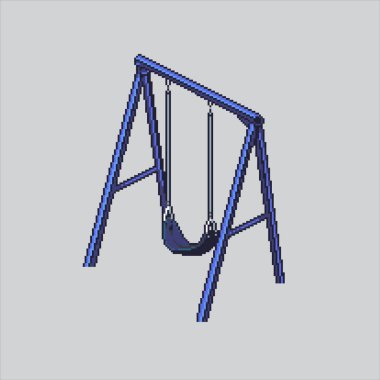 Piksel Sanat Çizimi Çocuklar Sallanıyor. Pikselleştirilmiş Park Salıncağı. Çocuklar için Park Swing simgesi piksel sanat oyunu için piksel, web sitesi ve video oyunu için simge oluşturuldu. Eski okul retro.