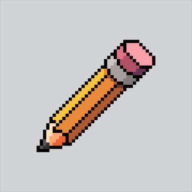 Pixel art illustration Pencil. Pixelated Pencil. Pencil office icon pixelated for the pixel art game and icon for website and video game.old school retro. clipart