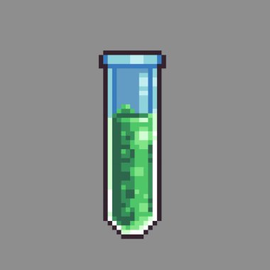Oyun geliştirme, oyun varlığı, web varlığı, grafik tasarımı ve basılmış amaç için düzenlenebilir vektör laboratuvar kimyasalı Glass pikseli resim çizimi.
