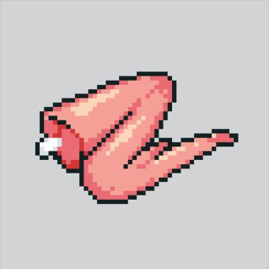 Piksel resim çizimi: Tavuk eti. Pikselleştirilmiş Kümes hayvanları. Piksel sanat oyunu için tavuk eti pikselleştirildi ve web sitesi ve video oyunu için ikon. Eski okul retro.